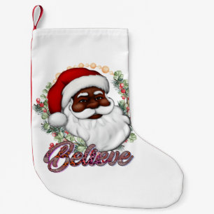 Schwarzer Weihnachtsmann Melanin Man Weihnachtsjub Kleiner Weihnachtsstrumpf