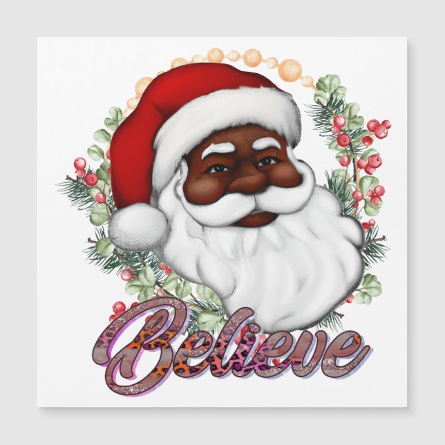 Schwarzer Weihnachtsmann Melanin Man Weihnachtsjub Magnetkarte (Vorderseite)