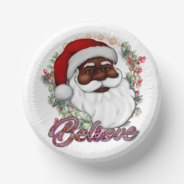 Schwarzer Weihnachtsmann Melanin Man Weihnachtsjub Pappteller (Vorderseite)