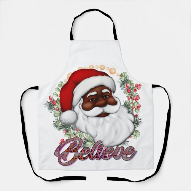 Schwarzer Weihnachtsmann Melanin Man Weihnachtsjub Schürze (Vorderseite)