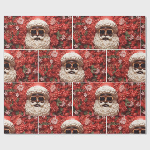 Schwarzer Weihnachtsmann Melanin Weihnachten 3D St Geschenkpapier