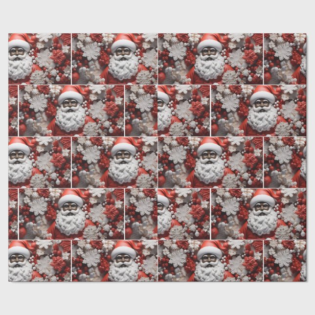 Schwarzer Weihnachtsmann, Melanin Weihnachten, Ugl Geschenkpapier (Saum)