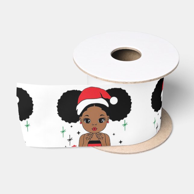 Schwarzer Weihnachtsmann, Melanin Weihnachten, Ugl Satinband (Spule)