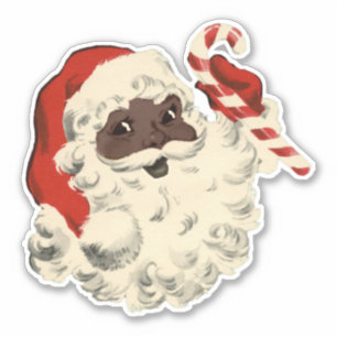 Schwarzer Weihnachtsmann mit Candy Cane Aufkleber