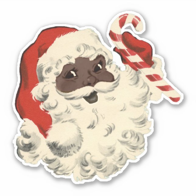 Schwarzer Weihnachtsmann mit Candy Cane Aufkleber (Vorderseite)