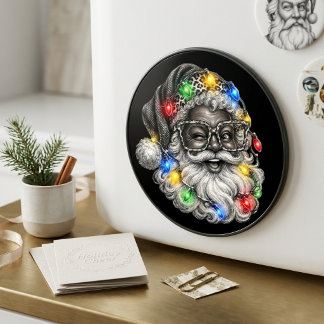 Schwarzer Weihnachtsmann mit einem frechen Weihnac Magnet