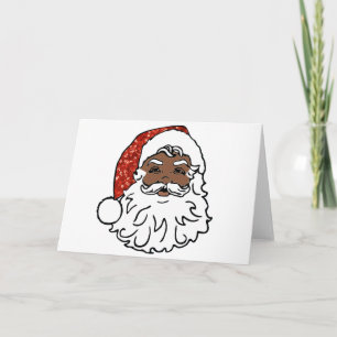 schwarzer Weihnachtsmann mit Pailletten Feiertagskarte
