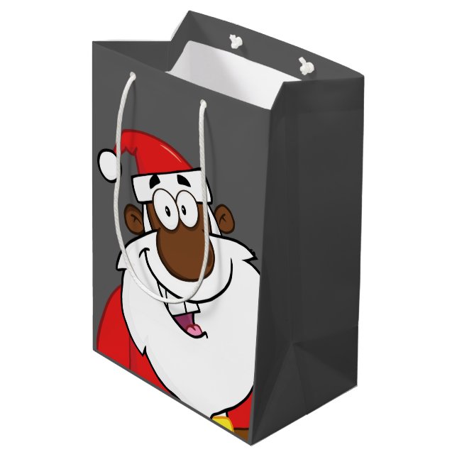 Schwarzer Weihnachtsmann mit Rentier Mittlere Geschenktüte (Rückseite Schrägansicht)