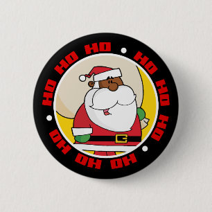 Schwarzer Weihnachtsmann mit Spielzeug-Sack Button