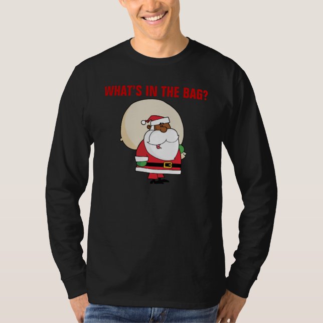 Schwarzer Weihnachtsmann mit Spielzeug-Sack T-Shirt (Vorderseite)
