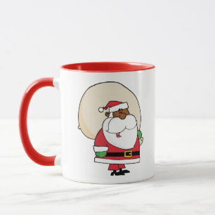 Schwarzer Weihnachtsmann mit Spielzeug-Sack Tasse