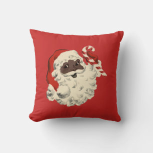 Schwarzer Weihnachtsmann mit Zuckerstange Kissen