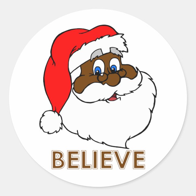 Schwarzer Weihnachtsmann Runder Aufkleber (Vorderseite)