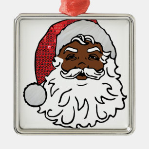 schwarzer Weihnachtsmann Silbernes Ornament
