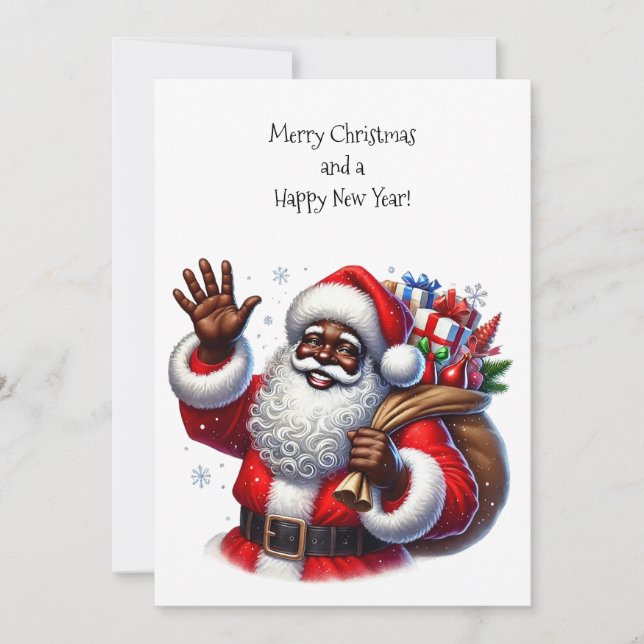 Schwarzer Weihnachtsmann und Beutel von Geschenkgu (Vorderseite)