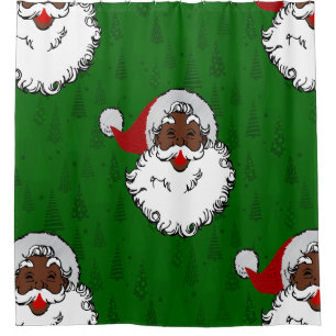 schwarzer Weihnachtsmann Weihnachten Duschvorhang
