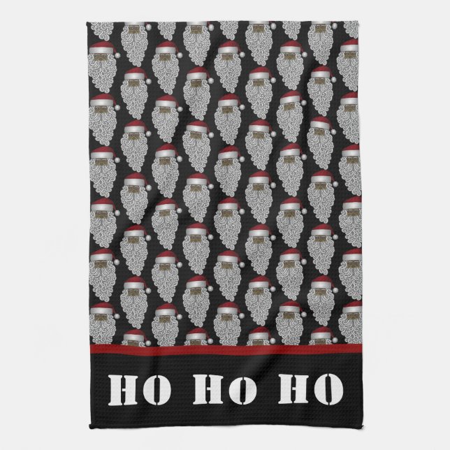 Schwarzer Weihnachtsmann-Weihnachtsfeiertag Geschirrtuch (Vertikal)