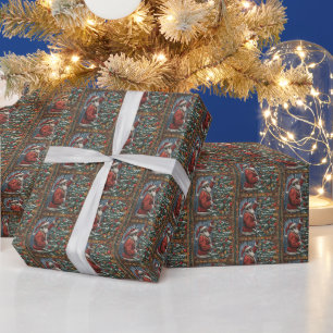 Schwarzer Weihnachtsmann Weihnachtsgrün Geschenkpapier