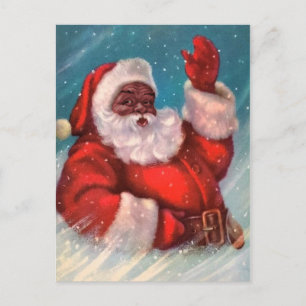 Schwarzer Weihnachtsmann Weihnachtskarte Postkarte