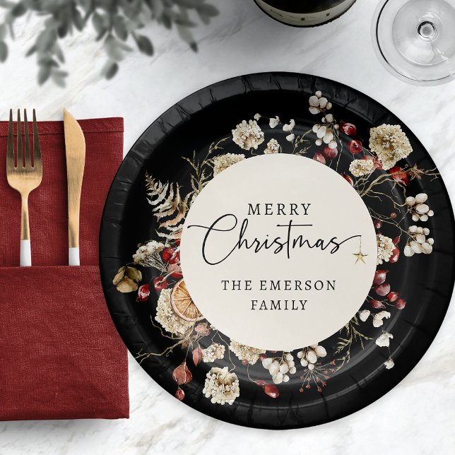 Schwarzer Weihnachtspapierteller Pappteller (Black Christmas Paper Plate
)