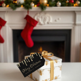 Schwarzer Weihnachtsschild Gold tropfender Honig Geschenkanhänger