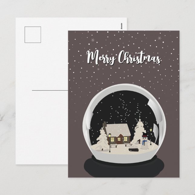 Schwarzer WeihnachtsschneeweltWinter Feiertagspostkarte (Vorne/Hinten)