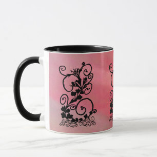 Schwarzer Wein auf rosa Hintergrund Tasse