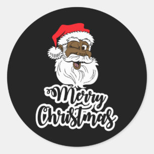 Schwarzer Wein santa frohe Weihnachten afrikanisch Runder Aufkleber