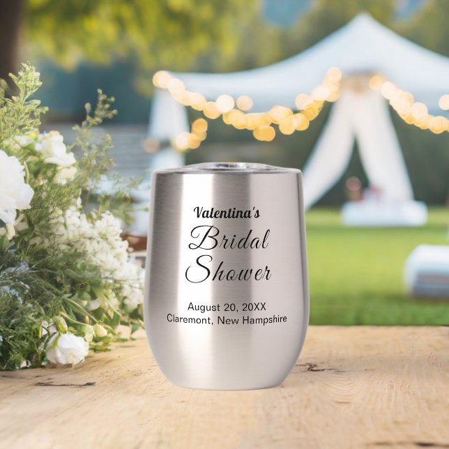 Schwarzer Weinbecher mit Brautparty-Typografie (Hochzeit (gedreht))
