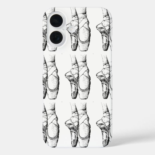 Schwarzer & Weißer Ballettschlappen iPhone 16 Hülle (Rückseite)