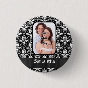 Schwarzer/weißer Damast Button