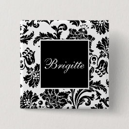 Schwarzer/weißer Damast Button