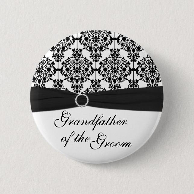 Schwarzer, weißer Damast-Großvater des Button (Vorderseite)