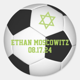 Schwarzer, weißer Fußball Ball Bar Mitzvah Runder Aufkleber