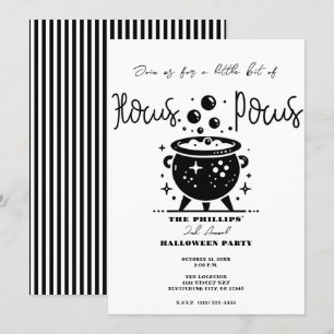 Schwarzer & Weißer Hexenkessel Halloween-Party Einladung