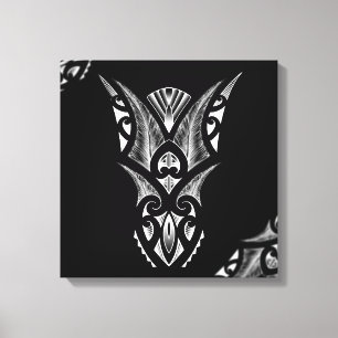 Schwarzer/weißer Maori- Tätowierungsentwurf mit Leinwanddruck