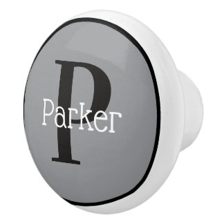 Schwarzer & Weißer Rahmen Monogramm Name Schublade Keramikknauf