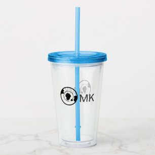 Schwarzer Weltkugel Name Monogramm Reisedetails hi Acryltrinkbecher