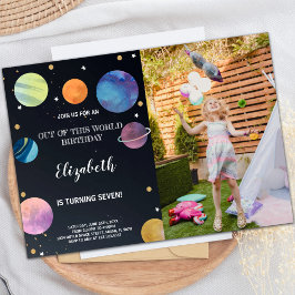 Schwarzer Weltraum Geburtstagseinladungen mit Foto Einladung