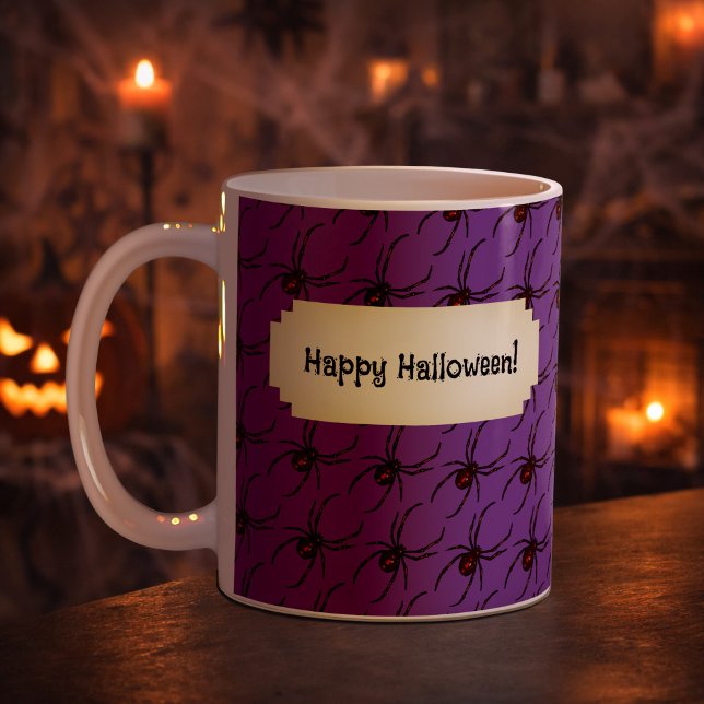 Schwarzer Widow Spider Halloween Pixel Art Muster Kaffeetasse (Von Creator hochgeladen)