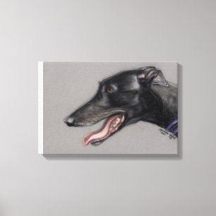 Schwarzer Windhund-Hundekunst-Leinwand-Druck Leinwanddruck