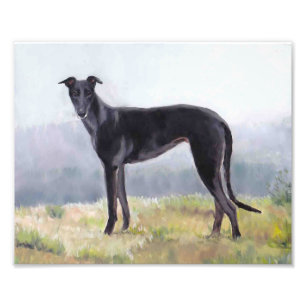 Schwarzer Windhund-stehender HundeFoto-Druck Fotodruck