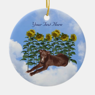 Schwarzer Windhund Welpe Blume Hunde Ornament