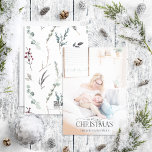 Schwarzer Winter Botanische Frohe Weihnachtsfeiert Feiertagskarte<br><div class="desc">Suchen Sie eine schöne und einzigartige Urlaubskarte, die Sie in diesem Jahr an Ihre Freunde und Familie schicken können? Schauen Sie nicht weiter als unsere Schwarz Winter Botanische Weihnachts-Foto-Weihnachtskarte! Diese schlichte und elegante Karte zeigt Ihr liebstes, helles Foto, das mit "Frohe Weihnachten" in einem beliebten, handgeschriebenen Kalligraphie- und Serif-Schriftart-Duo überlagert...</div>