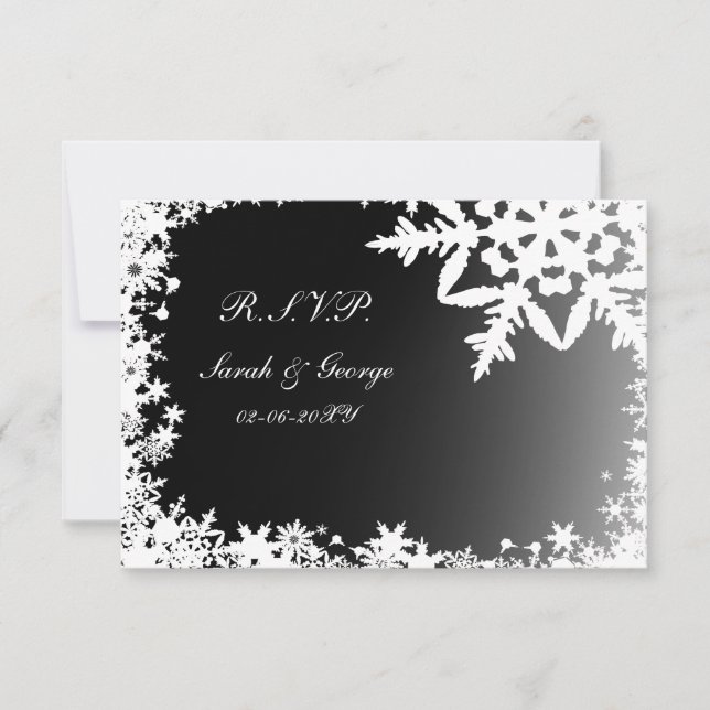 Schwarzer Winter Hochzeit uAwg Standard 3,5 x 5 RSVP Karte (Vorderseite)
