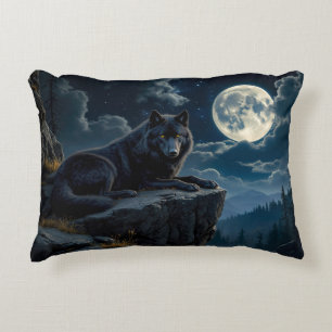Schwarzer Wolf Accent Throw Kissen