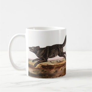 Schwarzer Wolf (Canis lupus) Illustration Kaffeetasse