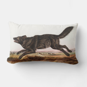 Schwarzer Wolf (Canis lupus) Illustration Lendenkissen