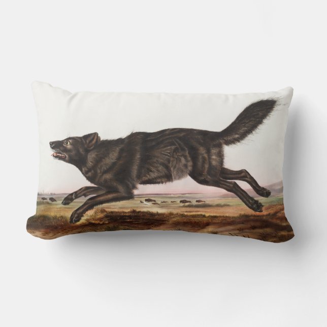 Schwarzer Wolf (Canis lupus) Illustration Lendenkissen (Vorderseite)