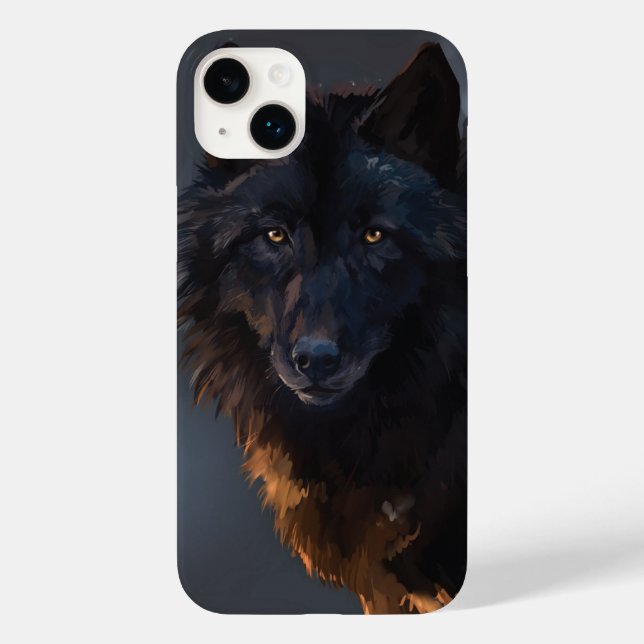Schwarzer Wolf Case-Mate iPhone 14 Plus Hülle (Rückseite)